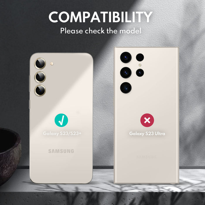 Tempered Glass Camera Lens Protector for Galaxy S23/S23 Plus-Gold