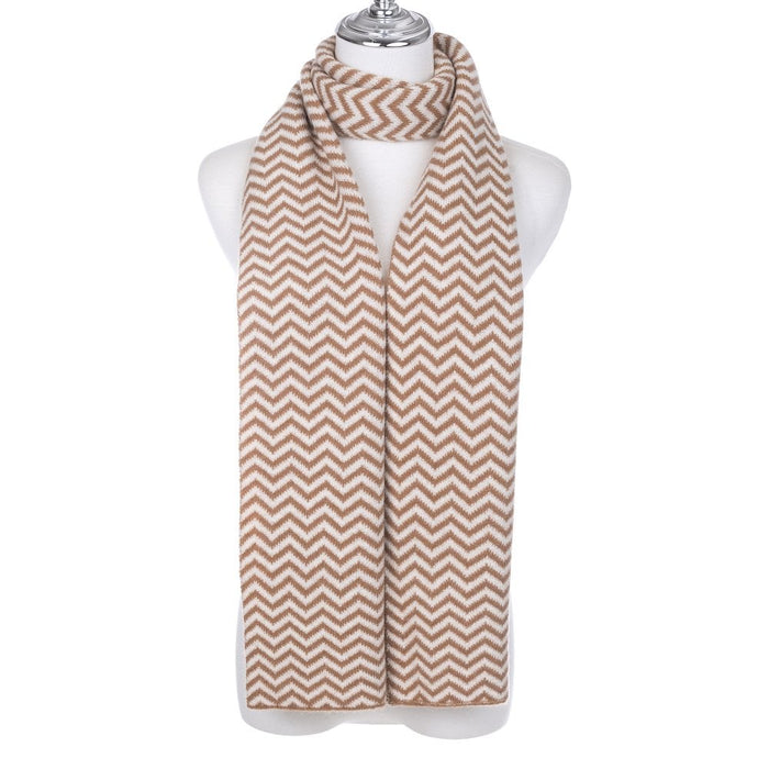 Thin Zig Zag Scarf - Latte