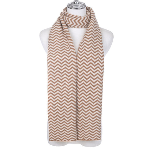 Thin Zig Zag Scarf - Latte