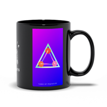 Three of Pentacles Black Mug