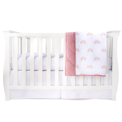 Dusty Pink Rainbow Three-Piece Crib Bedding Set