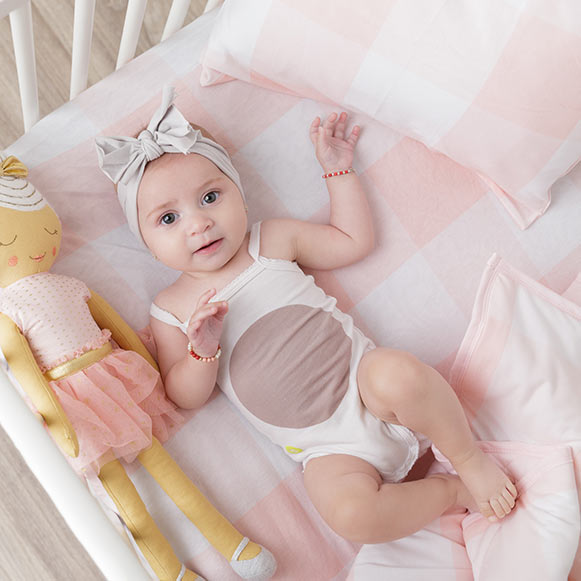 Machine-Washable Gingham Crib Trio