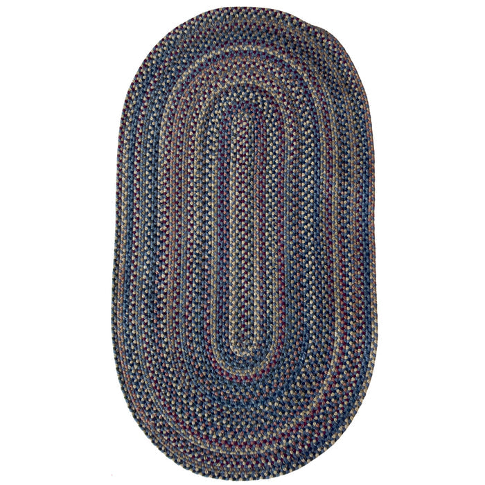 Timber Haven Dark Blue Multi Braided Rug Oval image