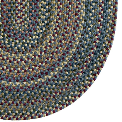 Timber Haven Dark Blue Multi Braided Rug Oval image