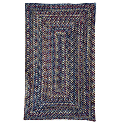 Timber Haven Dark Blue Multi Braided Rug Concentric Rectangle image