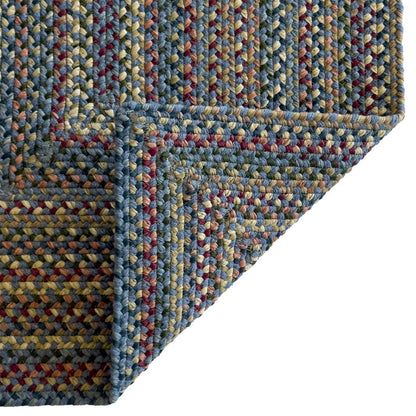 Timber Haven Dark Blue Multi Braided Rug Concentric Rectangle image