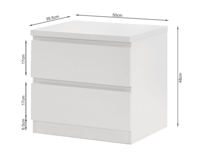 Tongass Wooden Bedside Table - White