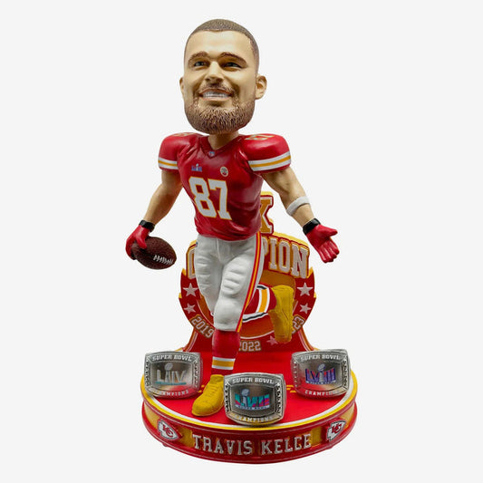 Travis Kelce Kansas City Chiefs 3x Super Bowl LVIII Champions Bobblehead NFL