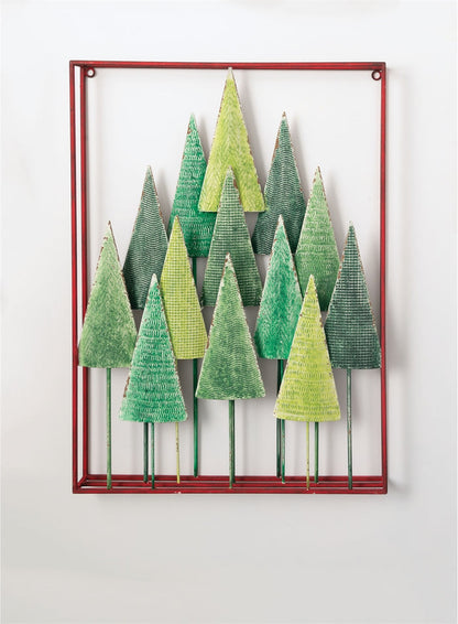 Seasonal red and green tree wall decor