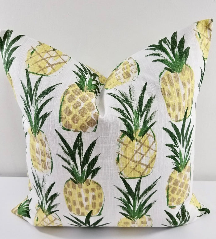 Tropical Pineapple Yellow Print Farmhouse Pillow Sham