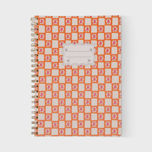Tulip A4 Twin Wire Notebook - Orange Check