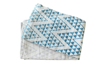 Turquoise & White Diamond Patterned Organic cotton Throw Blanket- Supports Domestic Violence Shelters