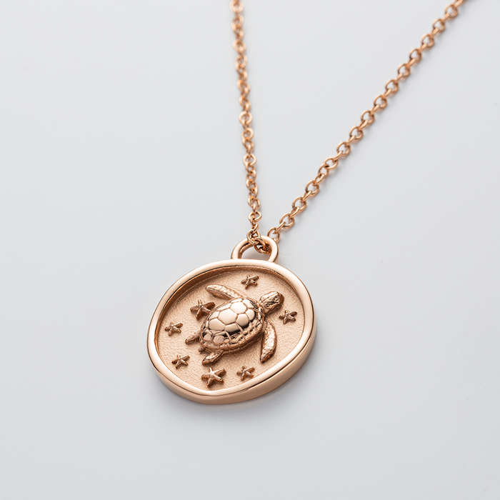 Turtle Coin Halskette Roségold