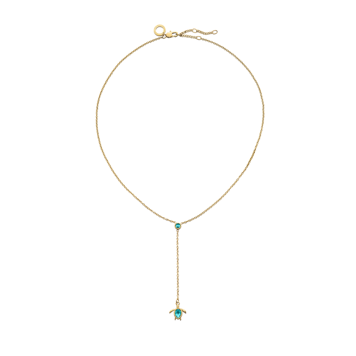 Turtle Y Halskette Aquamarine Gold