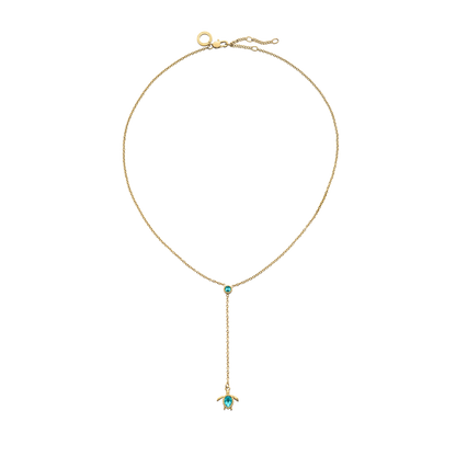 Turtle Y Halskette Aquamarine Gold