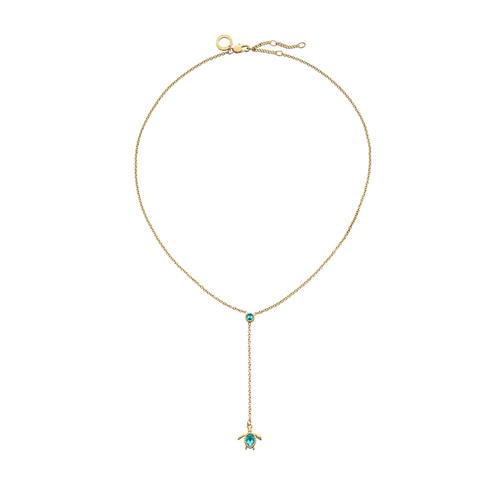 Turtle Y Halskette Aquamarine Gold