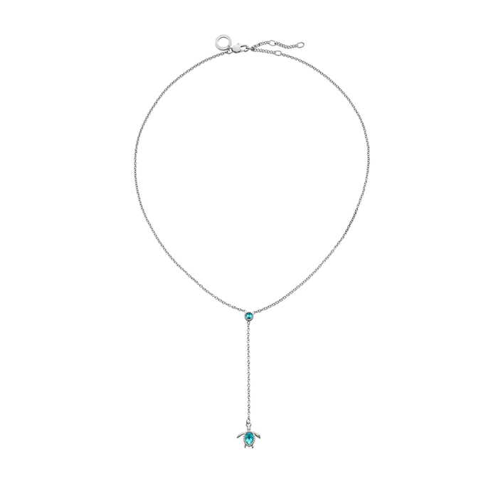 Turtle Y Halskette Aquamarine Silber