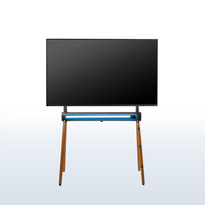 Sturdy easel studio TV stand with remote control RGB lighting.
