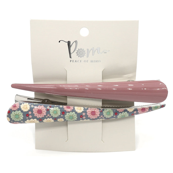Twin Pack Bill Clips - Dusky Pink & Floral