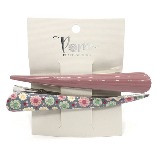 Twin Pack Bill Clips - Dusky Pink & Floral