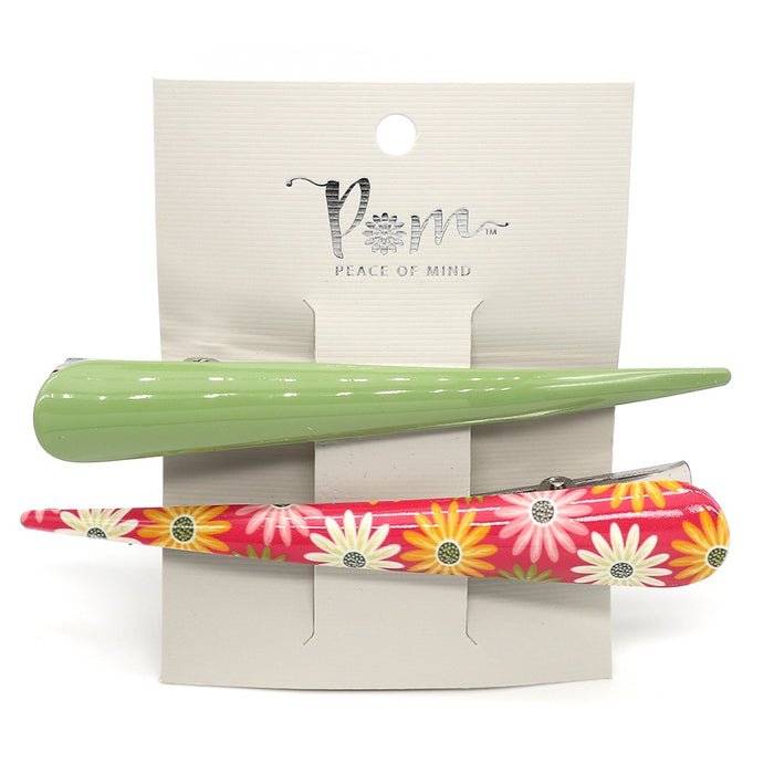Twin Pack Bill Clips - Pink Floral & Green