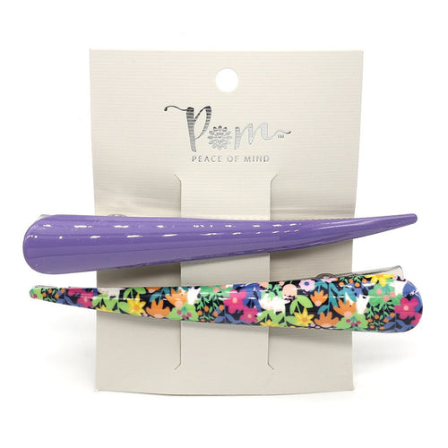 Twin Pack Bill Clips - Purple & Floral