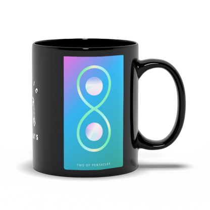 Two of Pentacles Black Mug