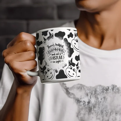 Udderly Over the Bullshit | Funny Cow Print Coffee Mug | 1314 Creations