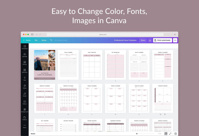 Ladystrategist Ultimate Life Planner Canva Template instagram canva templates social media templates etsy free canva templates