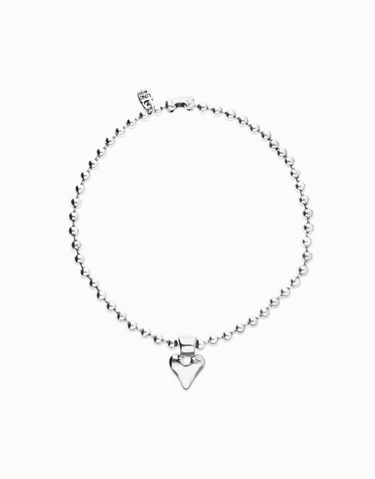 UNOde50 Beaded Hammered Heart Necklace