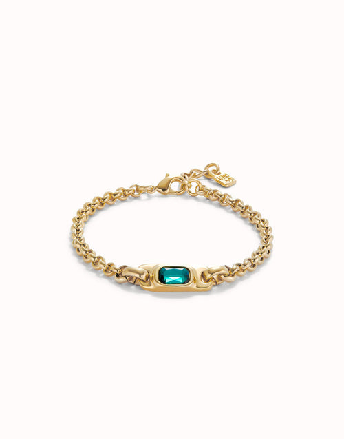 UNOde50 Gold Chain Bracelet - Green Crystal