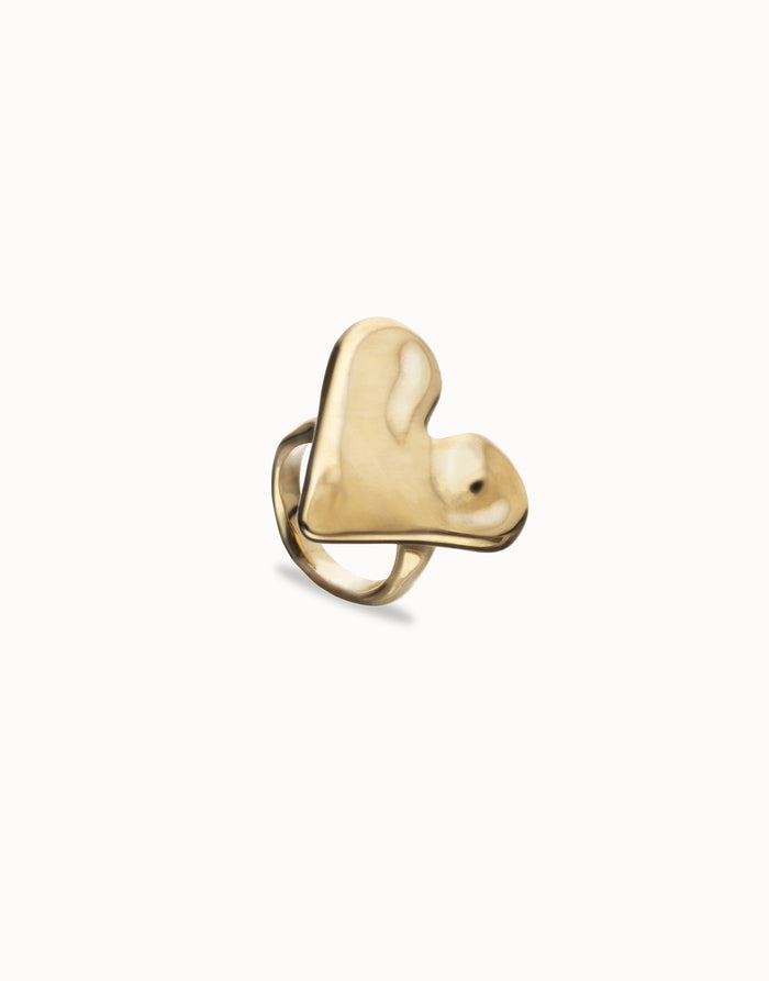UNOde50 Gold Hammered Heart Ring