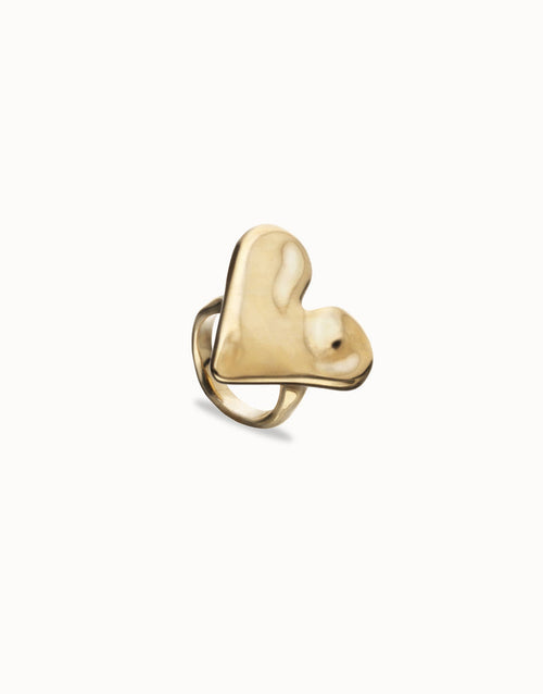 UNOde50 Gold Hammered Heart Ring