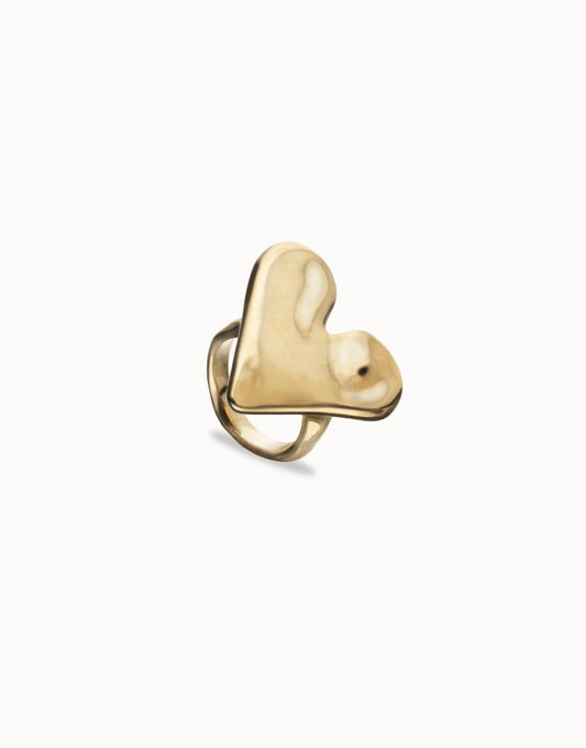 UNOde50 Gold Hammered Heart Ring