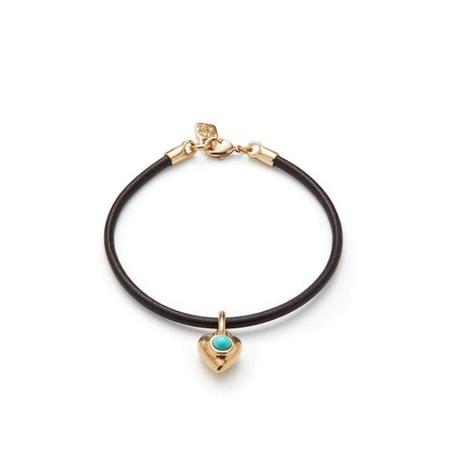 UNOde50 Leather Charm Bracelet - Gold & Turquoise Heart