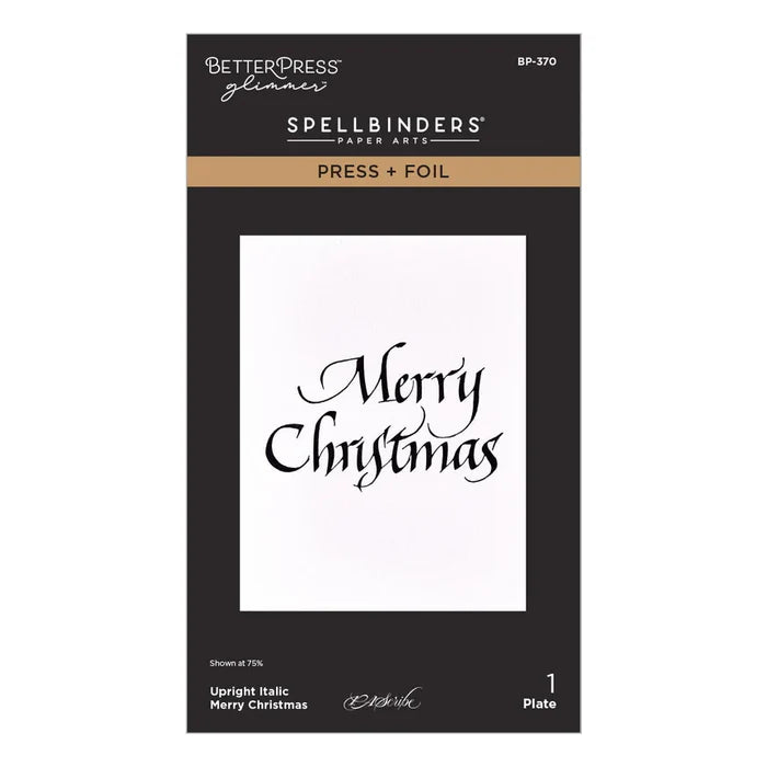Upright Italic Merry Christmas Press + Foil Plate by Spellbinders