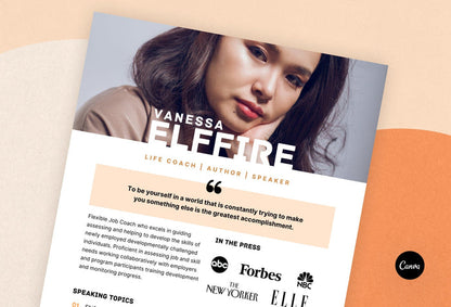 Ladystrategist Vanessa Speaker One-Sheet Canva Template instagram canva templates social media templates etsy free canva templates