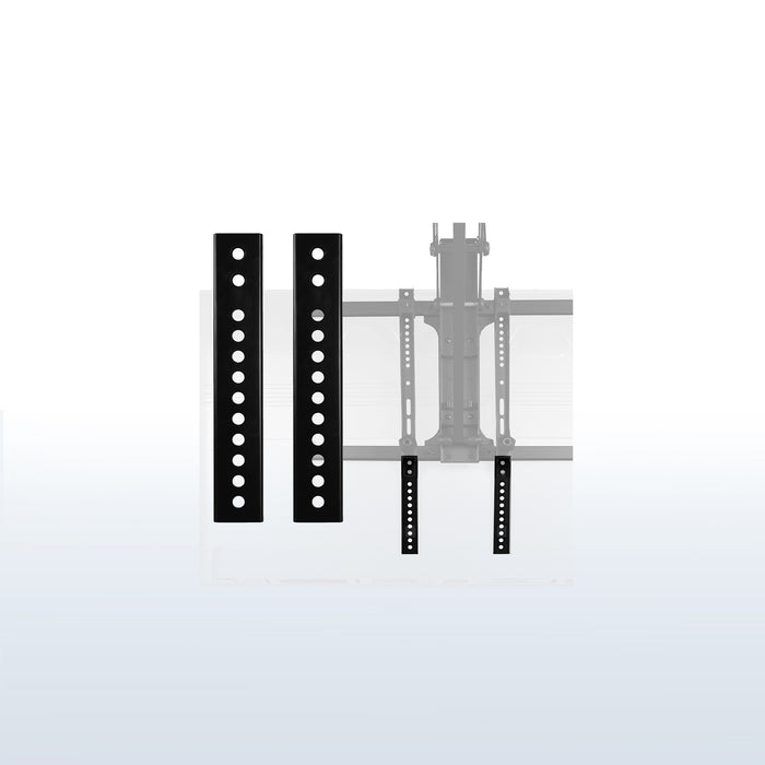 Vertical overhead VESA plate extender brackets.