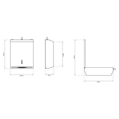 Wall dispenser - 400F Folded hand towels - Bright stainless steel