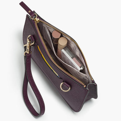 Open interior - Waverley 2 - Saffiano Leather - Plum / Gold / Grey - Crossbody Bag - Lo & Sons