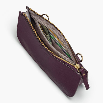 Open interior - Waverley 2 - Saffiano Leather - Plum / Gold / Grey - Crossbody Bag - Lo & Sons