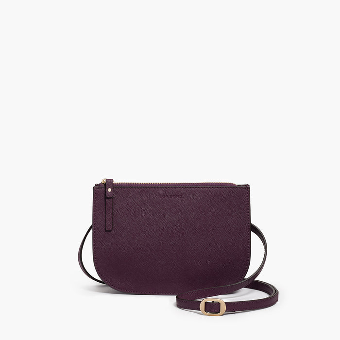 Front with strap - Waverley 2 - Saffiano Leather - Plum / Gold / Grey - Crossbody Bag - Lo & Sons