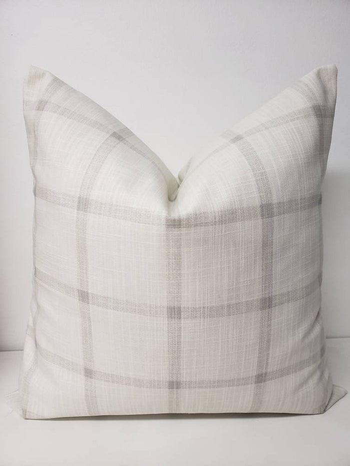 White and Grey Check Pillow Cover Farmhouse Decor