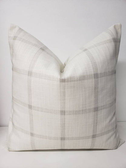 White and Grey Check Pillow Cover Farmhouse Decor