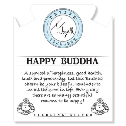 White Chalcedony Stone Bracelet with Happy Buddha Sterling Silver Charm