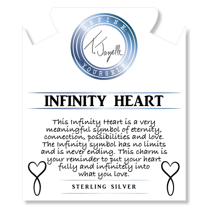 White Chalcedony Stone Bracelet with Infinity Heart Sterling Silver Charm