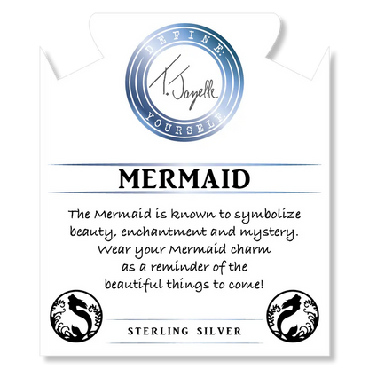 White Chalcedony Stone Bracelet with Mermaid Sterling Silver Charm
