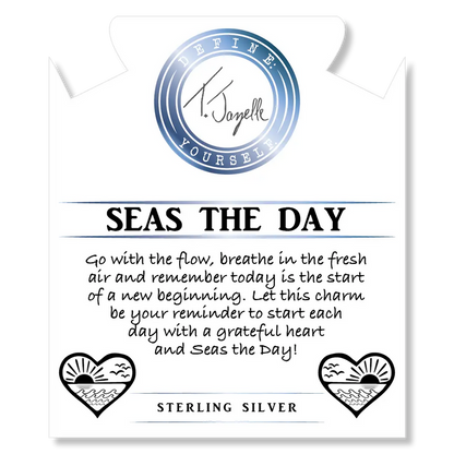 White Chalcedony Stone Bracelet with Seas the Day Sterling Silver Charm