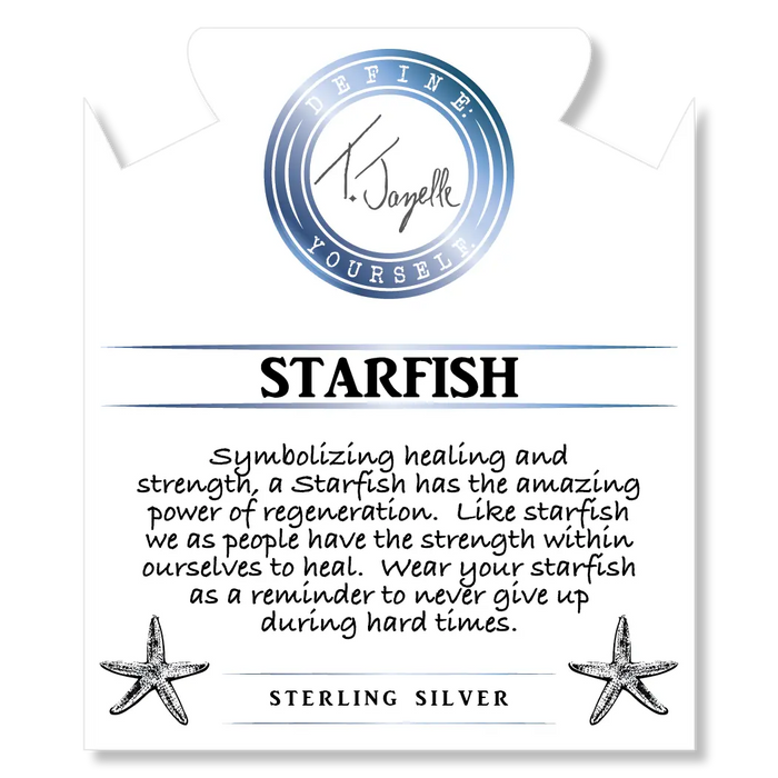 White Chalcedony Stone Bracelet with Starfish Sterling Silver Charm