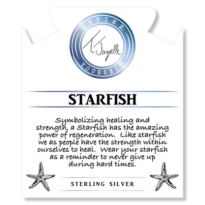 White Chalcedony Stone Bracelet with Starfish Sterling Silver Charm